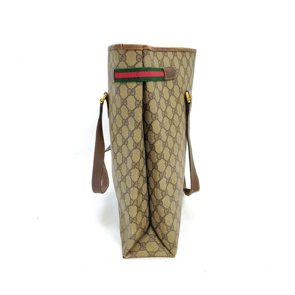 Vintage Gucci Tote Bag Brown Pvc #65395V61 - Picture 3 of 9